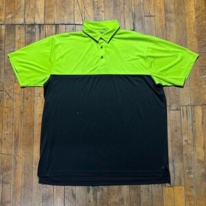 Foundry Polo Shirt Men's 2XLT Neon Black Short Sleeve High Low Golf Performance‎